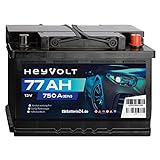 HeyVolt Autobatterie 12V 77Ah 750A/EN Starterbatterie, absolut wartungsfrei...