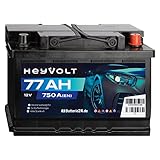 HeyVolt Autobatterie 12V 77Ah 750A/EN Starterbatterie, absolut wartungsfrei...