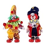 Fenteer 2 Mini Halloween Clown Kostüm Porzellanpuppe Im Bunten Kostüm...