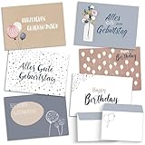 beriluDesign 20 Geburtstagskarten Set mit Umschlägen - Glückwunschkarten,...