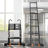 Teleskopleiter aus Aluminium mit abnehmbarem Haken, leichte Schwarze...