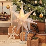 SALCAR LED Weihnachtsstern Beleuchtet Fenster 55cm, Papierstern Weihnachten...