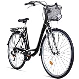 Bergsteiger Florenz 28 Zoll Damenfahrrad mit Korb, Beleuchtung & Schaltung,...