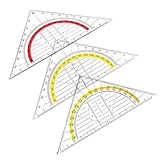 SGERUFZ 3 Stück Kunststoff-Dreieck-Lineal, transparentes geometrisches...