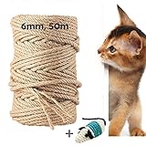 Sisalseil, 50 Meter Natur Sisal Seil für Katzen, Sisal Kratzbaum Ersatz...