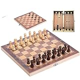NIVOK in 1 Klassisches Holz-Schachbrettspiel, Tragbares...