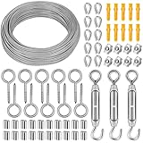 UPDOKIT 62pcs Drahtseil Edelstahl Set, 50m Drahtseil für Kletterpflanzen,...