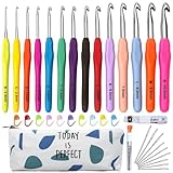 Häkelnadel Set 14 Stück Bunte Ergonomische Soft Gummi Comfort Grip...