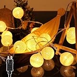 Ciskotu Cotton Ball Lichterkette Batteriebetrieben - 3,3M 20 LED Kugel...