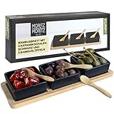Moritz & Moritz 3X Schwarze Dipschalen Set mit Brett Holz - Dip Schälchen...