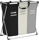 Toemics Wäschekorb, 155L Wäschesammler Mit Ablage, Wäschekorb 3 Fächer,...