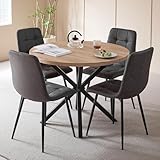 DEYARNA HOME Essgruppe 5-Teilig, 100cm Runder Esstisch und 4 Kunstleder...