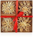 com-four® 12x Strohsterne im Mix-Set - Christbaum-Schmuck -...