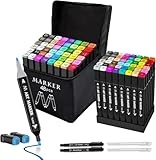 48 Farben Filzstifte Set - Marker Stifte Set - Alkoholmarker Marker Stifte...