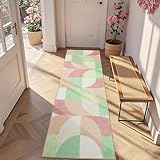 TUKDAK Boho Teppich Läufer Flur 60x180 cm, Bunt Geometrisches Karomuster...