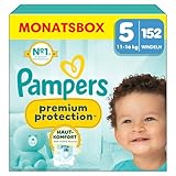 Pampers Premium Protection Größe 5, 152 Windeln, 11kg-16kg, Doppelter...