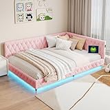 FUCMKON Mädchenbett 140x200 cm,Polsterbett Schlafsofa mit...