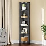 YITAHOME Bücherregal, Eckregal mit 6 Ebenen, freistehende...