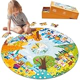 Funsland Kinderpuzzle ab 3, Saisonale Waldtiere, 88 Teile, Rund 3-7...