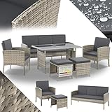 Juskys Polyrattan Gartenmöbel Sitzgruppe Turin Set 6 teilig - 7 Personen -...