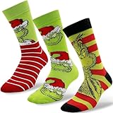 Weihnachtssocken,3Paar Grinch Baumwolle Socken,Anime-Muster Socken,Lustig...