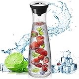 AMAYGA Glas-Karaffe,1200mL mit Deckel und Auslauf,Wasserkaraffe, Saft...