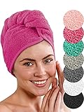 LAYNENBURG Premium Haarturban mit Knopf aus 100% Baumwolle - Haar-Handtuch...