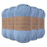 Utopia Crafts Re-Cotton Strickgarn, 5 x 100 g (verblasstes Blau)