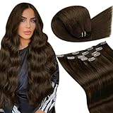 LaaVoo Clip in Extensions Echthaar Braun Extensions Clip in Echthaar...