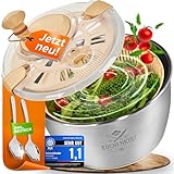 KüchenKult Edelstahl Salatschleuder Salatschüssel Frischhaltedeckel -...
