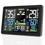 VOKSUN Wetterstation Funk mit Außensensor, Farbdisplay, Thermometer...