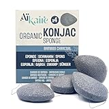 Bio-Konjac-Schwamm für das Gesicht kombiniert mit Aktivkohle | Set mit 4...