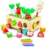 Kizmyee Montessori Spielzeug 7-in-1 Holzspielzeug mit Karottenernte,...