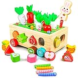 Kizmyee Montessori Spielzeug 7-in-1 Holzspielzeug mit Karottenernte,...