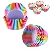 200 Stück muffinförmchen papier cupcake formen Regenbogen Papier...