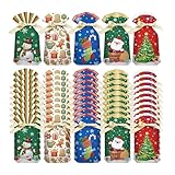 Ylnailky Weihnachtstüten, Kordelzug-Verschluss, wiederverwendbar,...