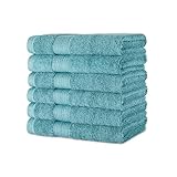 Amazon Basics Händehandtuch aus Bio-Baumwolle, farbecht, 6 Stück, 41 x 66...
