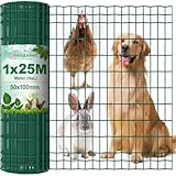 Amagabeli 1M X 25M Gartenzaun Zaun PVC-beschichteter 100 x 50mm 2.1 mm...