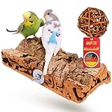 Vogelgaleria® Premium Korksitzbrett für Vögel wie Wellensittich...