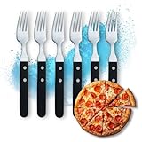 Amefa PIZZA 7000 Pizza-/ Steakgabel Set 6 Personen | Schwarzer Griff | 18/0...