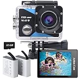 Nvgfelis WiFi Action Cam FHD 1080P mit 32GB Speicherkarte, Actionkamera...