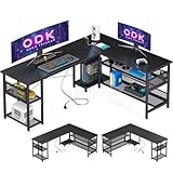 ODK Gaming Schreibtisch L-Form mit Reversibler Anordnung, Schreibtisch mit...