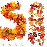 2 Stück Künstliche Herbstgirlande mit Ahornblättern,176cm–Weinblätter...