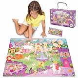 BONNYCO XXL Puzzle Kinder Fantasy-Schloss mit 48 Große Teile. Bodenpuzzle...