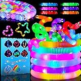 YESLUSY Knicklicht Pop Tubes, 12 Stück LED Pop Tubes Fidget Toys, Bunt...