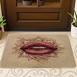 Fußmatte mit Lippen, Bohemian-Stil, künstlerisches Rosen-Mandala, kein...