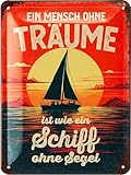 LANOLU Retro Blechschilder EIN MENSCH OHNE TRÄUME vintage Metallschilder...