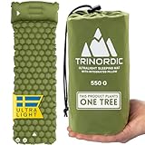 TRINORDIC 550g Ultraleichte Aufblasbare Isomatte - Mit Aufblasbarem Kissen...