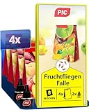 PIC Fruchtfliegenfalle für Küche– 4X Fliegenfalle + 2X Lockstoff auf...