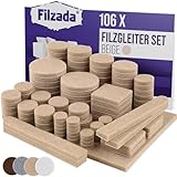 Filzada® Filzgleiter Selbstklebend Set 106 Stück (Eckig und Rund) - Beige...